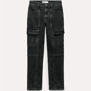 NWOT Zara ZW MID RISE SLIM CARGO JEANS, Size 6